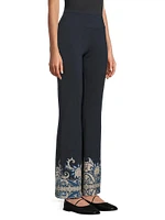 Roman Paisley High-Rise Flare Leggings