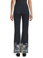 Roman Paisley High-Rise Flare Leggings