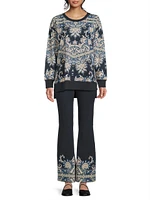 Roman Paisley High-Rise Flare Leggings