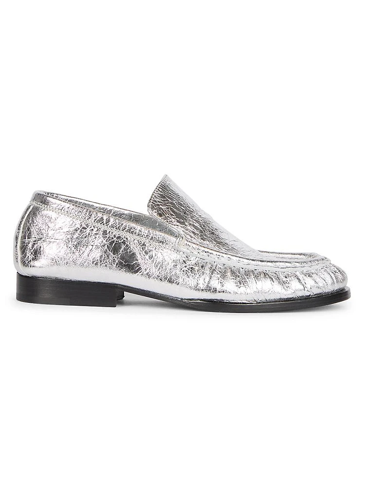 Metallic Leather Loafers