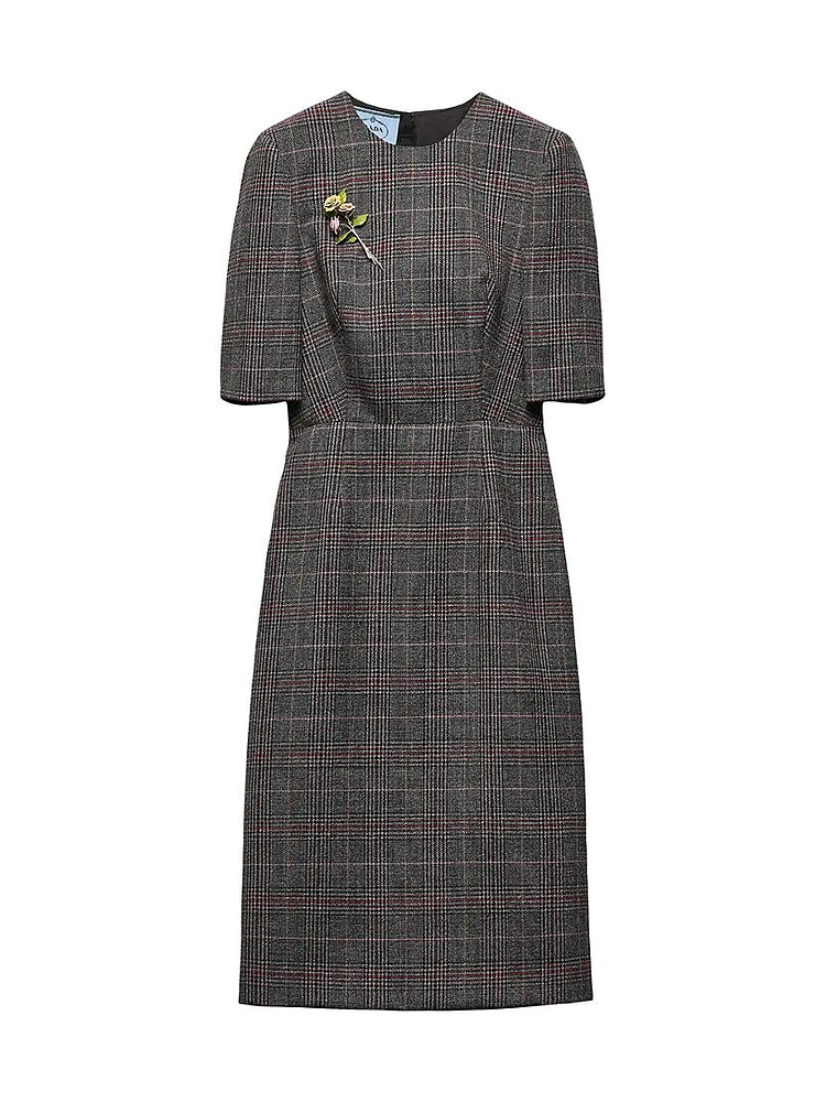 Prince-of-Wales Checked Midi-Dress