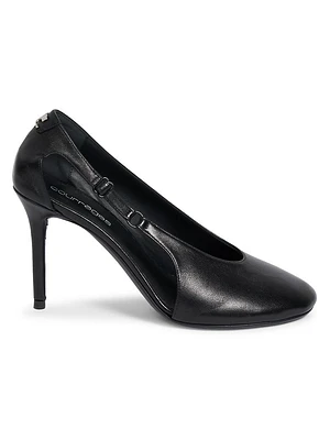 424 Oblique-Strap Leather Pumps