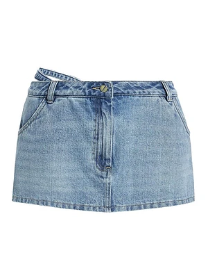 Denim Low-Rise Cut-Out Skort