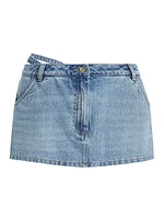 Denim Low-Rise Cut-Out Skort