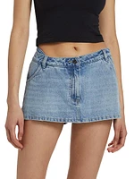 Denim Low-Rise Cut-Out Skort