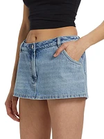 Denim Low-Rise Cut-Out Skort