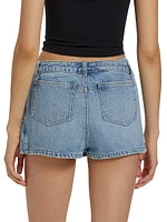 Denim Low-Rise Cut-Out Skort