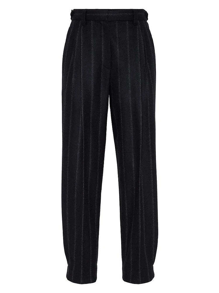 Techno Virgin Wool Striped Flannel Sartorial Baggy Trousers