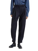 Techno Virgin Wool Striped Flannel Sartorial Baggy Trousers