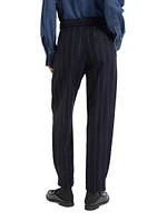 Techno Virgin Wool Striped Flannel Sartorial Baggy Trousers