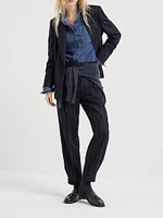 Techno Virgin Wool Striped Flannel Sartorial Baggy Trousers