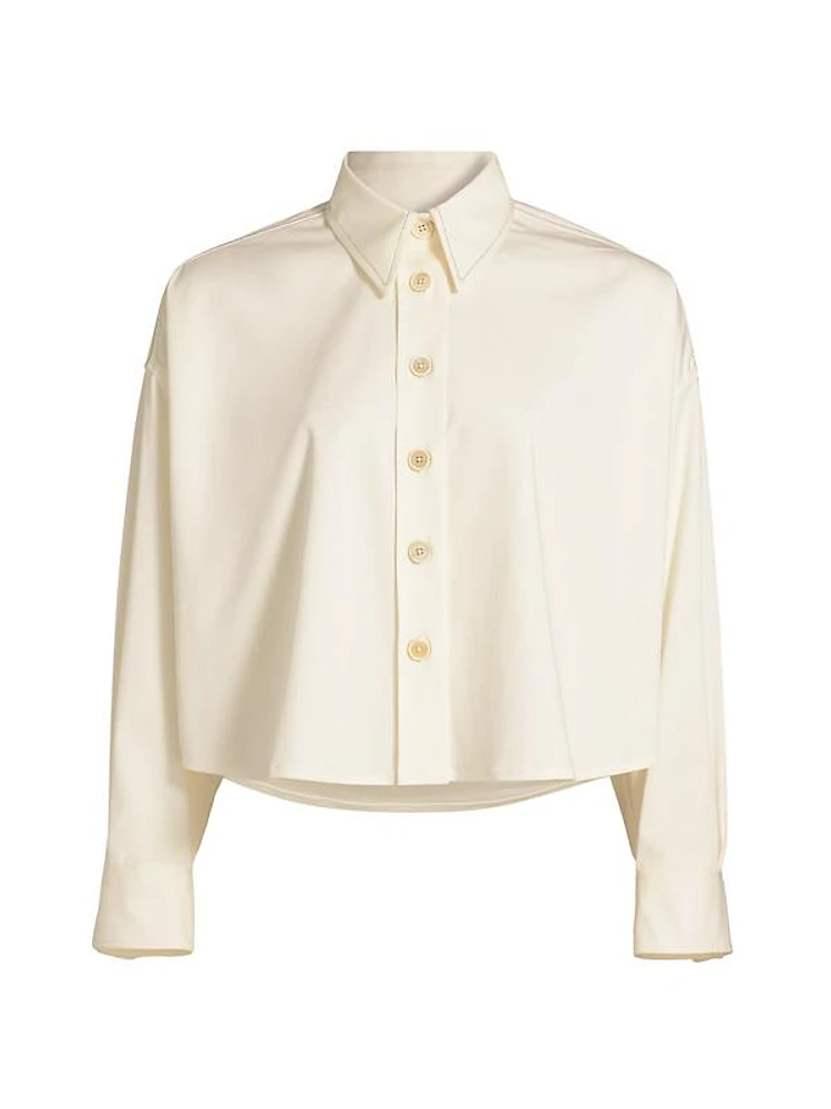 Cotton Gabardine Cropped Shirt Jacket