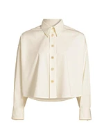 Cotton Gabardine Cropped Shirt Jacket