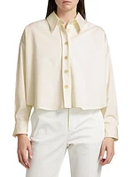 Cotton Gabardine Cropped Shirt Jacket