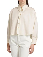 Cotton Gabardine Cropped Shirt Jacket