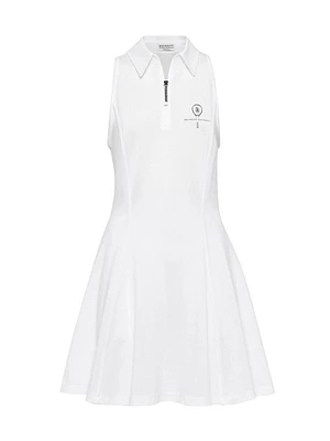 Stretch Cotton Piqué Dress with Shiny Zipper Pull and Tennis Logo