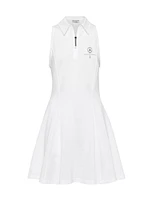 Stretch Cotton Piqué Dress with Shiny Zipper Pull and Tennis Logo