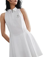 Stretch Cotton Piqué Dress with Shiny Zipper Pull and Tennis Logo