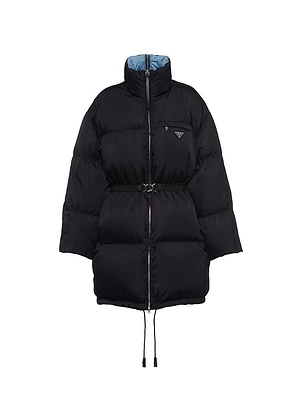 Re-Nylon Gabardine Hooded Down Coat