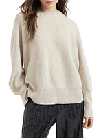 Cashmere English Rib Sweater with Shiny Cuff Details