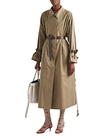 Single-Breasted Cotton Twill Trench Coat