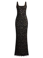 Lace & Sequin Fitted Gown