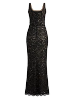 Lace & Sequin Fitted Gown