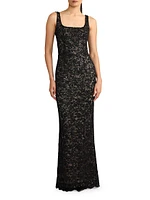 Lace & Sequin Fitted Gown