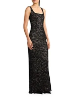Lace & Sequin Fitted Gown