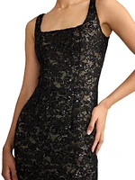 Lace & Sequin Fitted Gown
