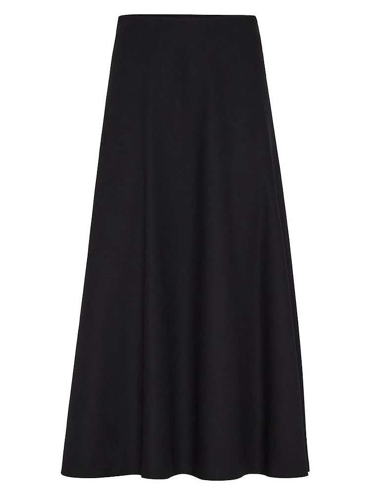 Stretch Virgin Wool Twill Flute Skirt