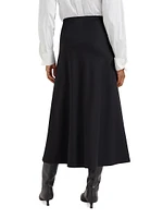 Stretch Virgin Wool Twill Flute Skirt