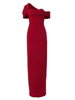 Draped Off-the-Shoulder Column Gown