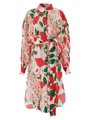 Floral Oversized Silk Shirtdress