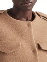 Single-Breasted Velour Caban Jacket