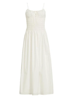 Aya Smocked Cover-Up Midi-Dress