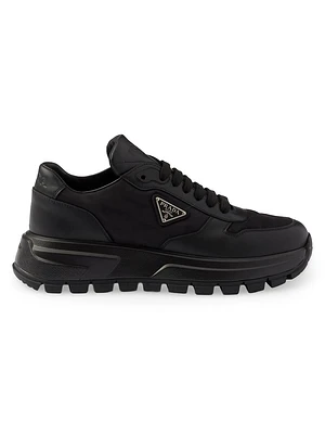 Prax 01 Re-Nylon and Leather Sneakers