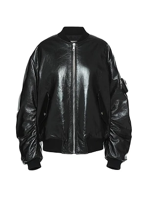 Oversized Nappa Leather Bomber Jacket