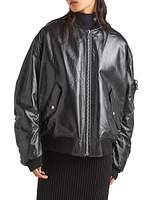 Oversized Nappa Leather Bomber Jacket