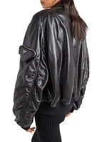 Oversized Nappa Leather Bomber Jacket