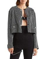 Single Breasted Rhinestone Encrusted Mesh Jacket