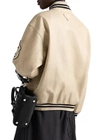 Leather Bomber Jacket with Patch