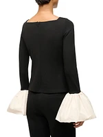 Paige Jersey Contrast-Cuff Top