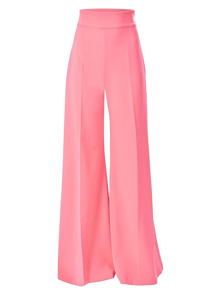 Stretch Wool High-Rise Wide-Leg Pants