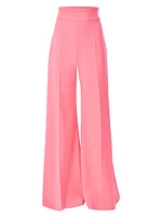 Stretch Wool High-Rise Wide-Leg Pants