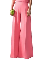 Stretch Wool High-Rise Wide-Leg Pants