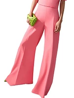 Stretch Wool High-Rise Wide-Leg Pants