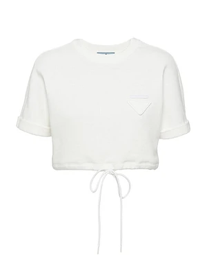 Cropped Cotton Fleece T-Shirt