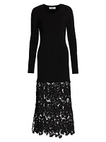 Sabine Embroidered Wool-Cotton Midi-Dress