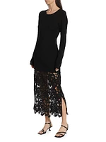 Sabine Embroidered Wool-Cotton Midi-Dress